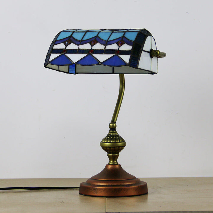 Europäische Tiffany Vintage Bankglas-Hardware 1-Licht Tischlampe 
