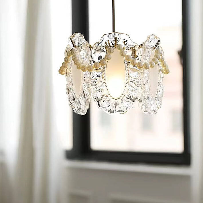 French Light Luxury Hardware Lampe suspendue à 1 lumière en verre 