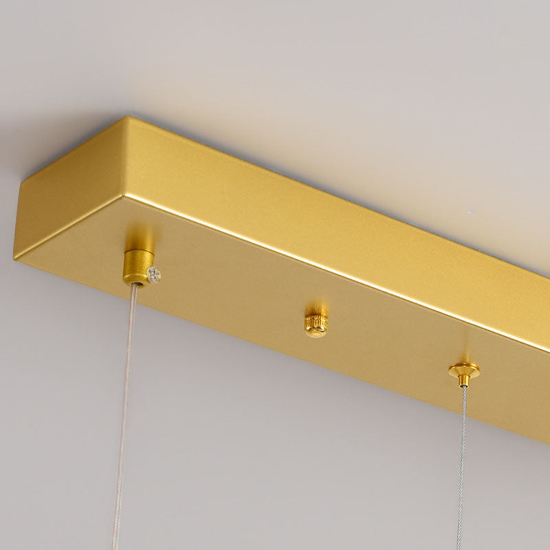 Moderner minimalistischer Kronleuchter mit gewelltem Aluminiumstreifen und PLA 3D-Mondschirm LED-Insellicht für das Esszimmer 