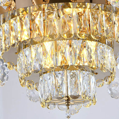 Modern Luxury Cylindrical Zinc Alloy Crystal Jade 6/8/10 Light Chandelier