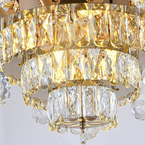 Modern Luxury Cylindrical Zinc Alloy Crystal Jade 6/8/10 Light Chandelier