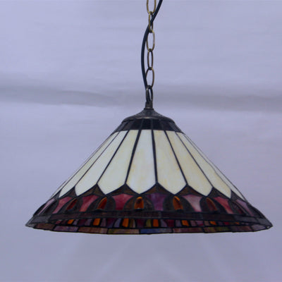 European Vintage Tiffany Glass Hardware 1-Light Pendant Light