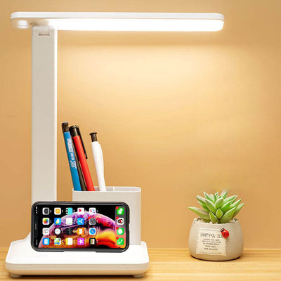 Lampe de bureau LED de lecture avec protection des yeux USB et porte-stylo pliable simple 