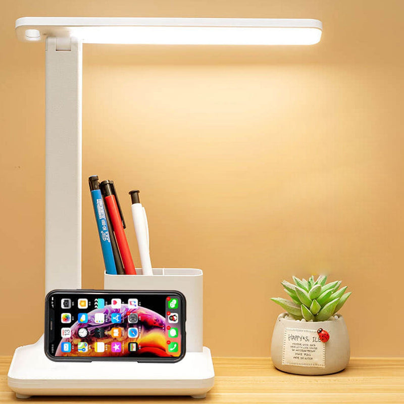Lampe de bureau LED de lecture avec protection des yeux USB et porte-stylo pliable simple 