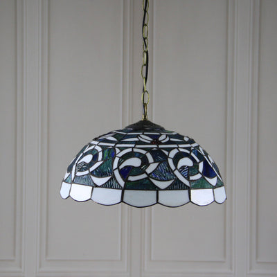 Tiffany Rustic Stained Glass Dome 1-Light Pendant Light