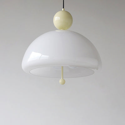 Nordic Vintage Milky White Glass Dome Round 3-Light Pendant Light