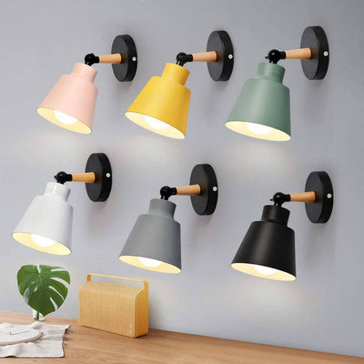 Nordic Simple Macaron Color Solid Wood 1-Light Wall Sconce Lamp