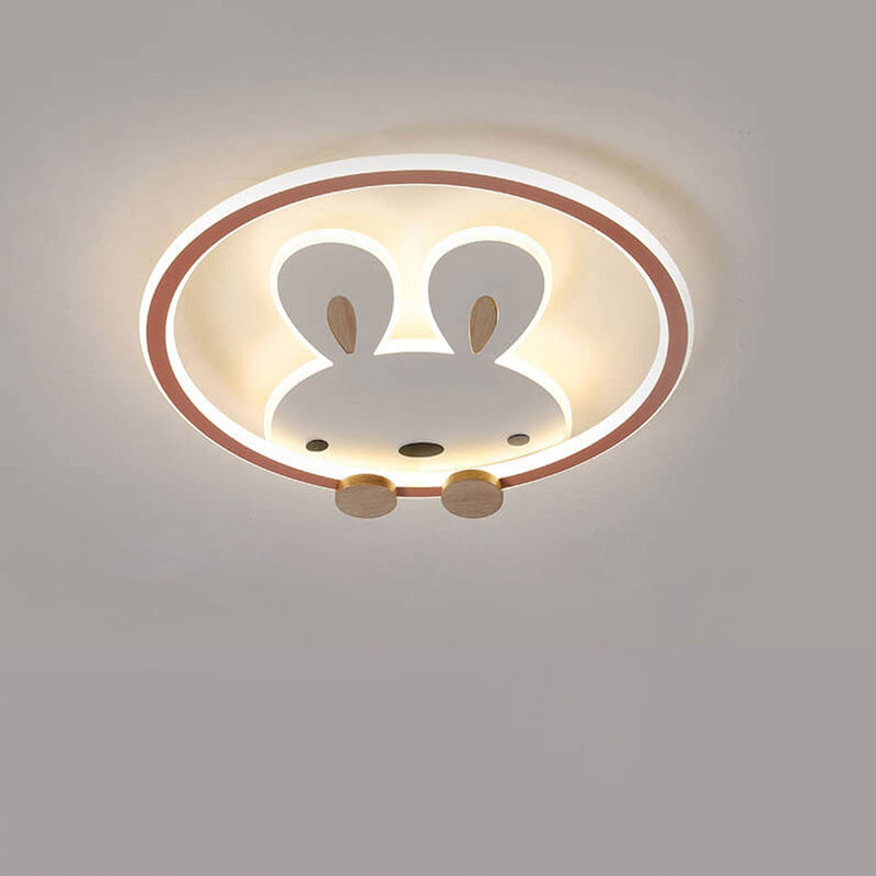 Childlike Modern Simple Cartoon Rabbit Design LED Flush Mount Light