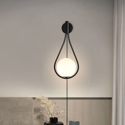 Modern Luxury Teardrop Round Ball Iron Glass 1-Light Wall Sconce Lamp