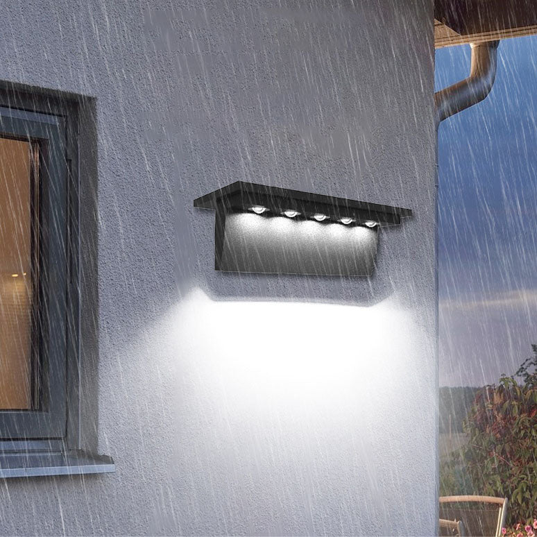 Modern Solar Step Geometry Outdoor Waterproof LED Patio Wall Sconce Lamp