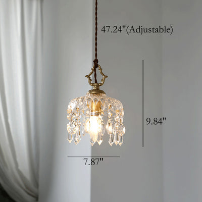 Vintage Decorative Floral Crystal 1-Light Pendant Light