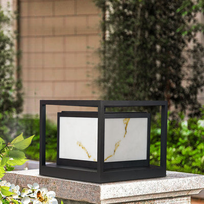 Modern Solar Square Chinese Outdoor Column Head Light LED Lawn Landscape Light