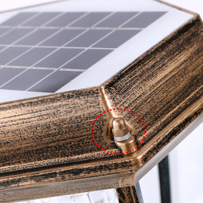Lámpara de Poste Hexagonal de Techo Plano Impermeable Solar Tradicional Europea LED para Jardín Paisajístico al Aire Libre 