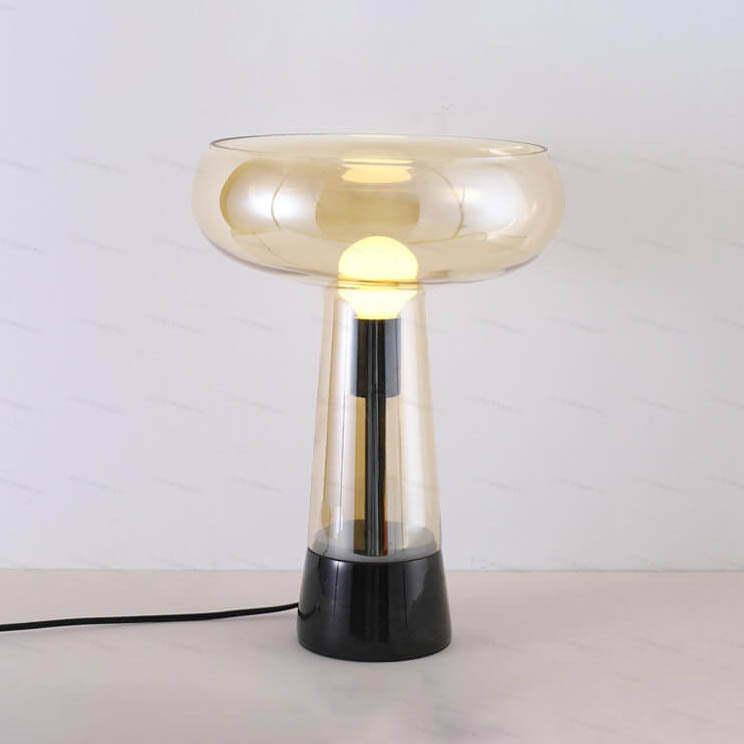 Lampe de table à 1 lumière avec colonne en verre créatif et base en marbre 