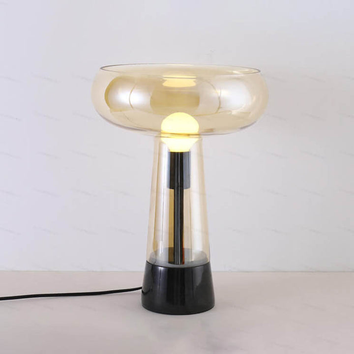 Lampe de table à 1 lumière avec colonne en verre créatif et base en marbre 