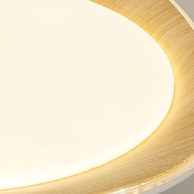 Modern Minimalist Wood Grain Pebble LED Flush Mount Ceiling Light