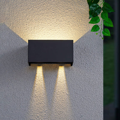 Modern Outdoor Waterproof Rectangular LED Up and Down Illuminated Outdoor Wall Sconce Lamp