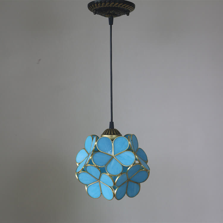 Vintage Stained Glass Petal 1-Light Pendant Light