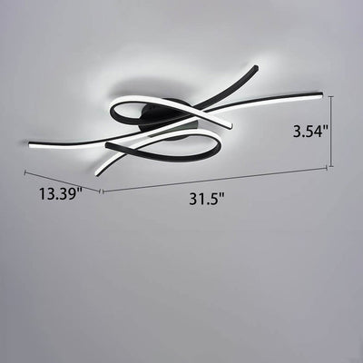 Modern Creative Bending Curves Line Design LED Flush Mount Ceiling Light