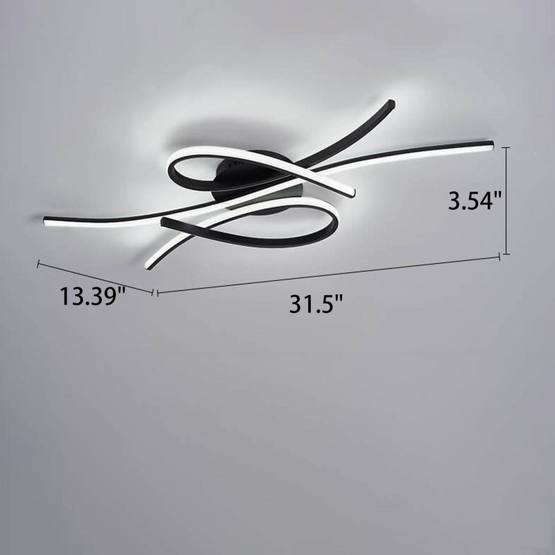 Modern Creative Bending Curves Line Design LED Flush Mount Ceiling Light