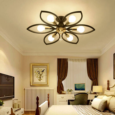 Lumière de plafond encastrée en cristal de fer forgé de luxe nordique 6/8 lumières 
