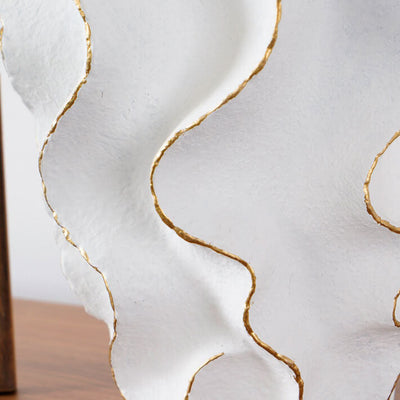 Lampe de table à 1 lumière à base de résine rayée en tissu blanc de luxe moderne 