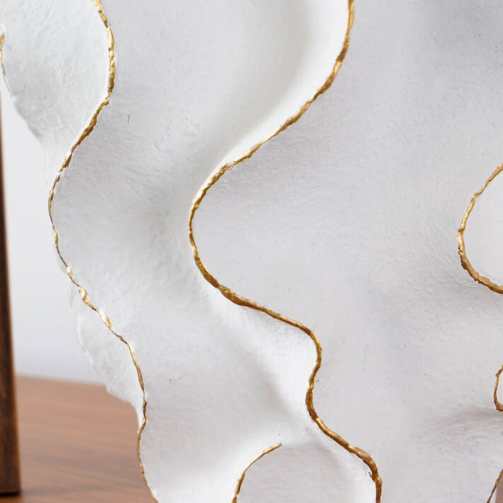 Lampe de table à 1 lumière à base de résine rayée en tissu blanc de luxe moderne 