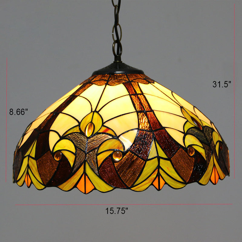 Vintage Tiffany Butterfly Rose Dome 1-Light Pendant Light