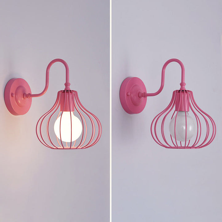 Lampe murale 1 lumière en forme de citrouille avec cadre en fer rustique traditionnel pour salon 