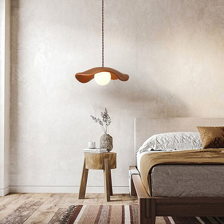 Dôme en crème de macaron Design en vague Résine Suspension à 1 lumière 