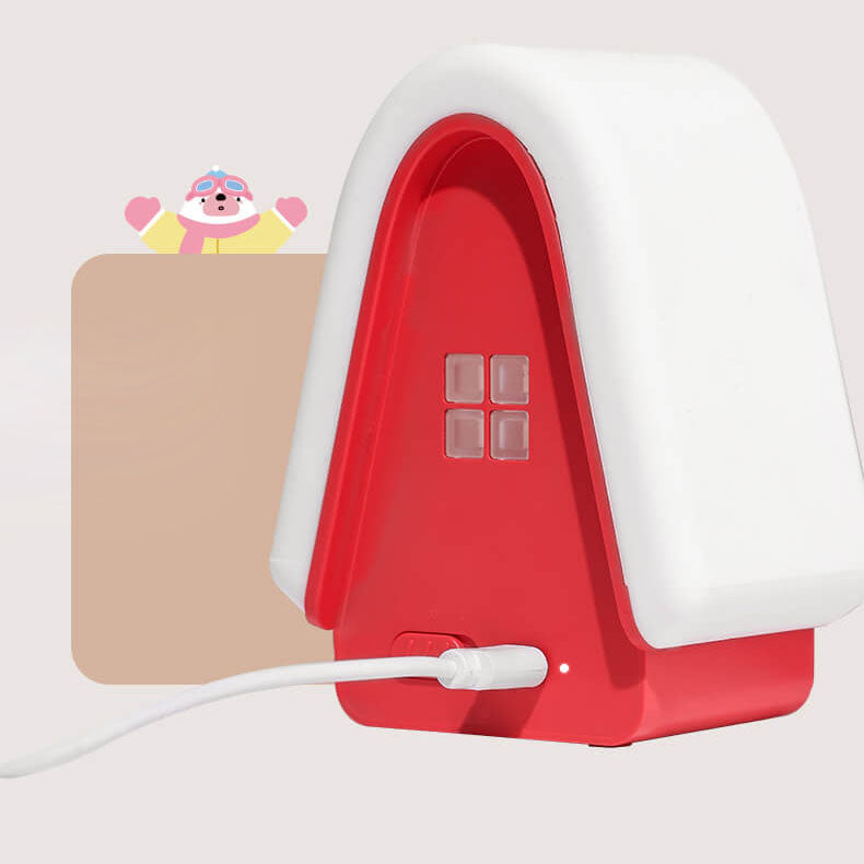 Lámpara de Mesa de Luz Nocturna LED Recargable USB de Silicona en Forma de Casa de Nieve Moderna de Dibujos Animados 