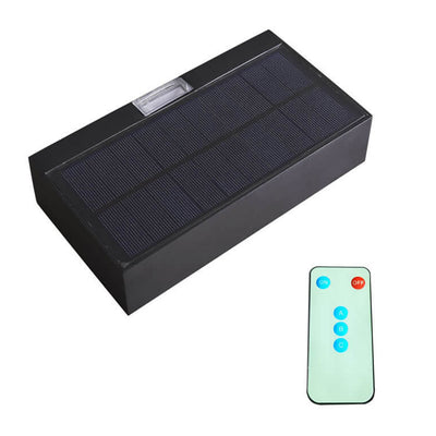 Outdoor Aluminum Alloy Glass Solar Remote Control Timing LED Wall Sconce Lamp