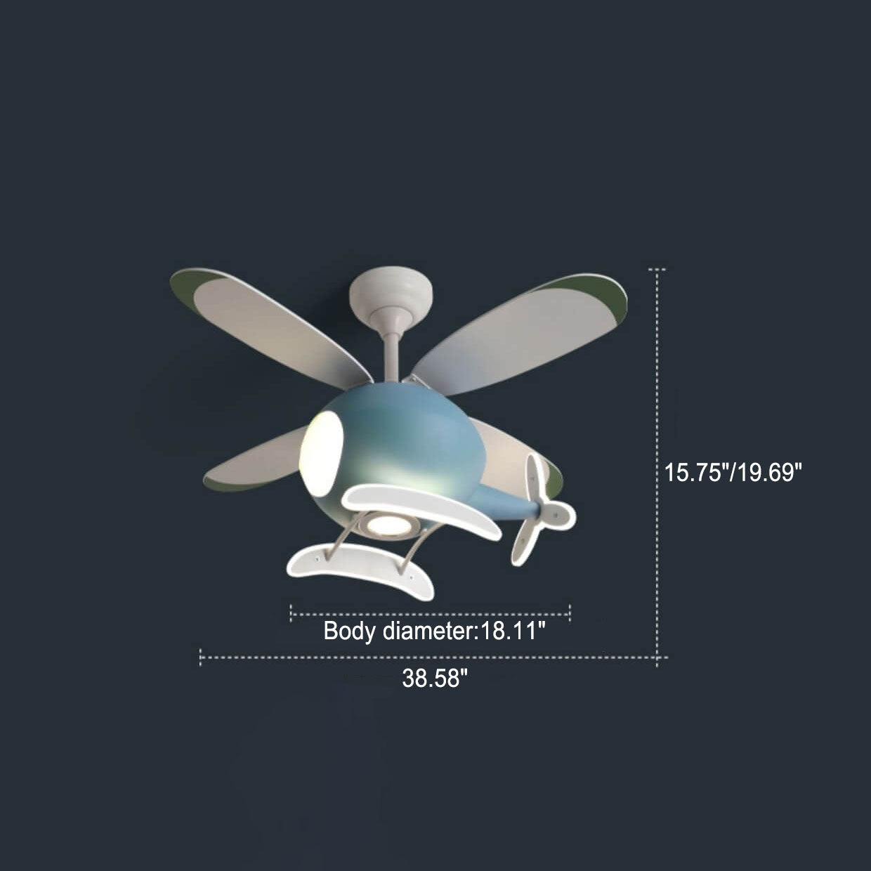 Simple Cartoon Aircraft LED Downrods Ceiling Fan Light – BulbSquare