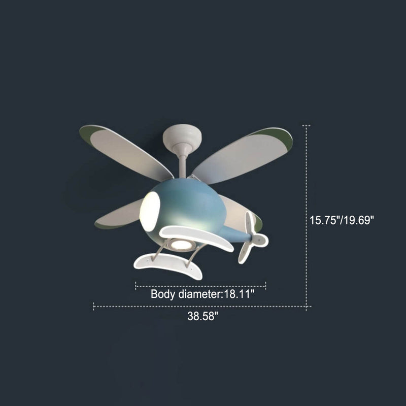 Simple Cartoon Aircraft LED Downrods Ceiling Fan Light