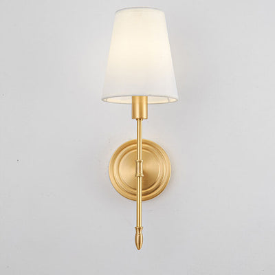 Modern Minimalist Brass Fabric Glass Straight Arm 1/2 Light Wall Sconce Lamp