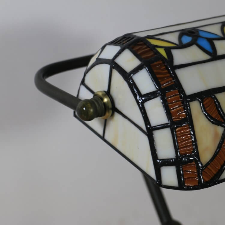 Tiffany Baroque Stained Glass 1-Light Bank Zipper Table Lamp