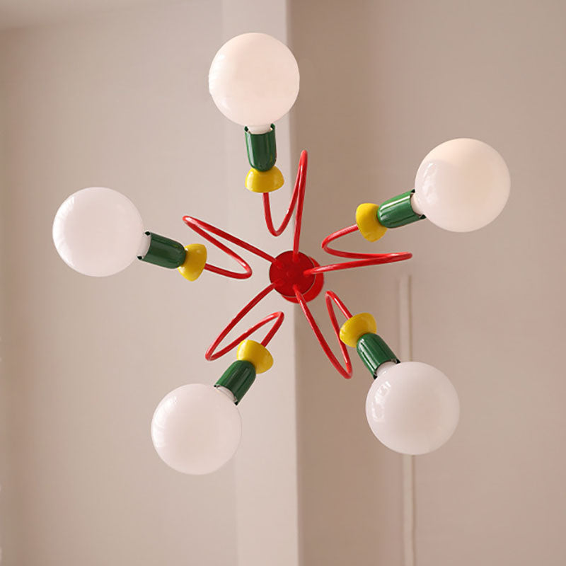 Contemporary Scandinavian Orb Fruit Iron Glass 2/3/5 Light Chandelier For Bedroom
