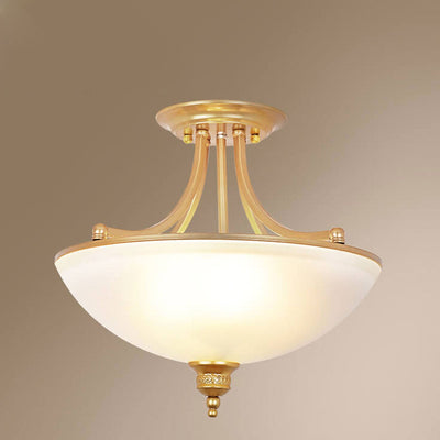 Vintage Luxury Glass Bowl Design 4-Light Semi-Flush Mount Ceiling Light