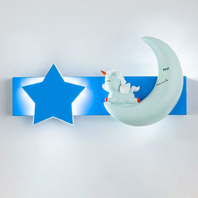 Childlike Cartoon Space Astronaut Moon Acrylic LED Wall Sconce Lamp