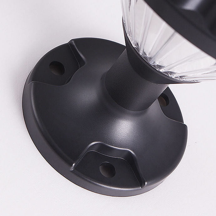 Moderne schwarze Solar-Säule aus Aluminiumguss mit Glas für den Außenbereich, wasserdicht 