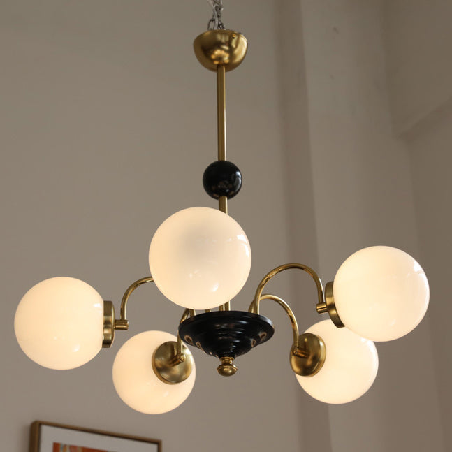 Lustre en verre cuivre traditionnel français Orb 3/4/5 lumières pour salon 
