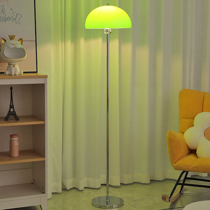 Lámpara de pie nórdica vintage de acrílico transparente con cúpula y 1 luz 