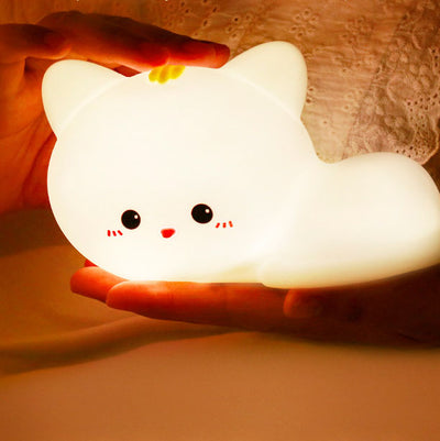 Modern Creative Cat Silicone Pat Remote Control LED Night Light Table Lamp