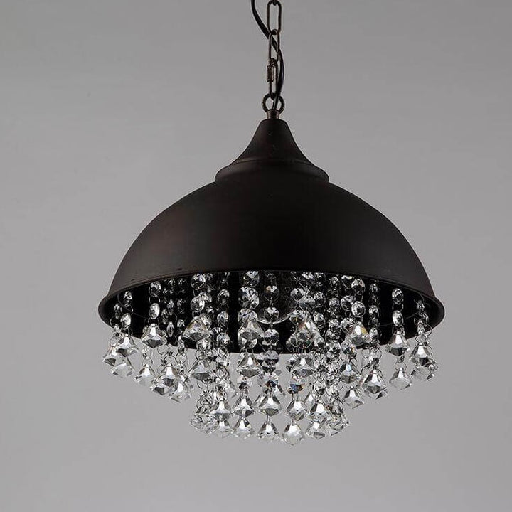Couvercle de Pot Vintage Industriel avec Pendentif à Cristal à Gland 1 Lumière 