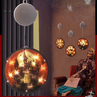 Lumière de couleur fantôme d'Halloween en tissu 1 lumière LED à piles collable guirlande suspendue 