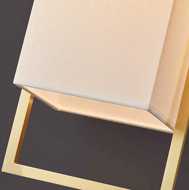 Modern Rectangle Fabric 1-Light Chinese Elements Wall Sconce Lamp