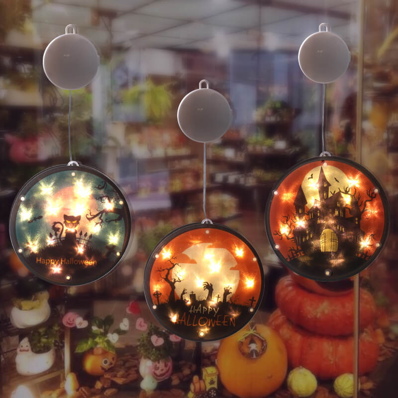 Halloween Ghost Color Light Fabric 1-Light Battery LED Pastable Hanging String Light 