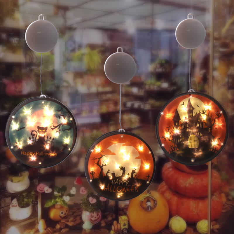 Halloween Ghost Color Light Fabric 1-Light Battery LED Pasteable Hanging String Light