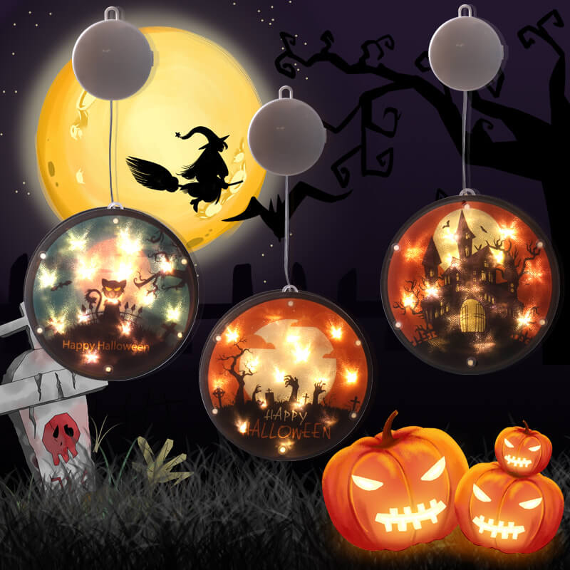 Halloween Ghost Color Light Fabric 1-Light Battery LED Pastable Hanging String Light 