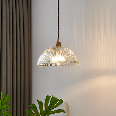 Textured Glass 1-Light Single Dome Pendant Light